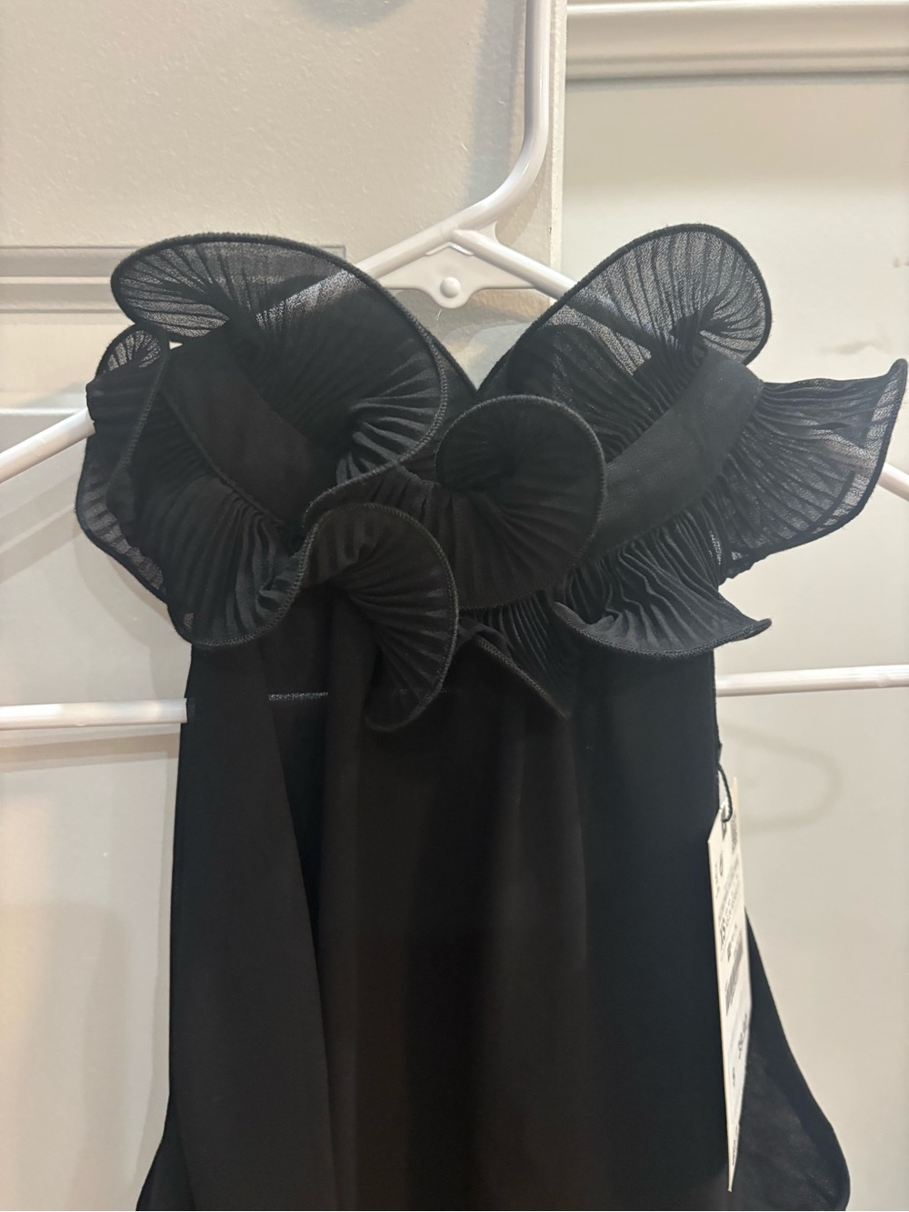 Zara Black Ruffle-Neck Women’s Top